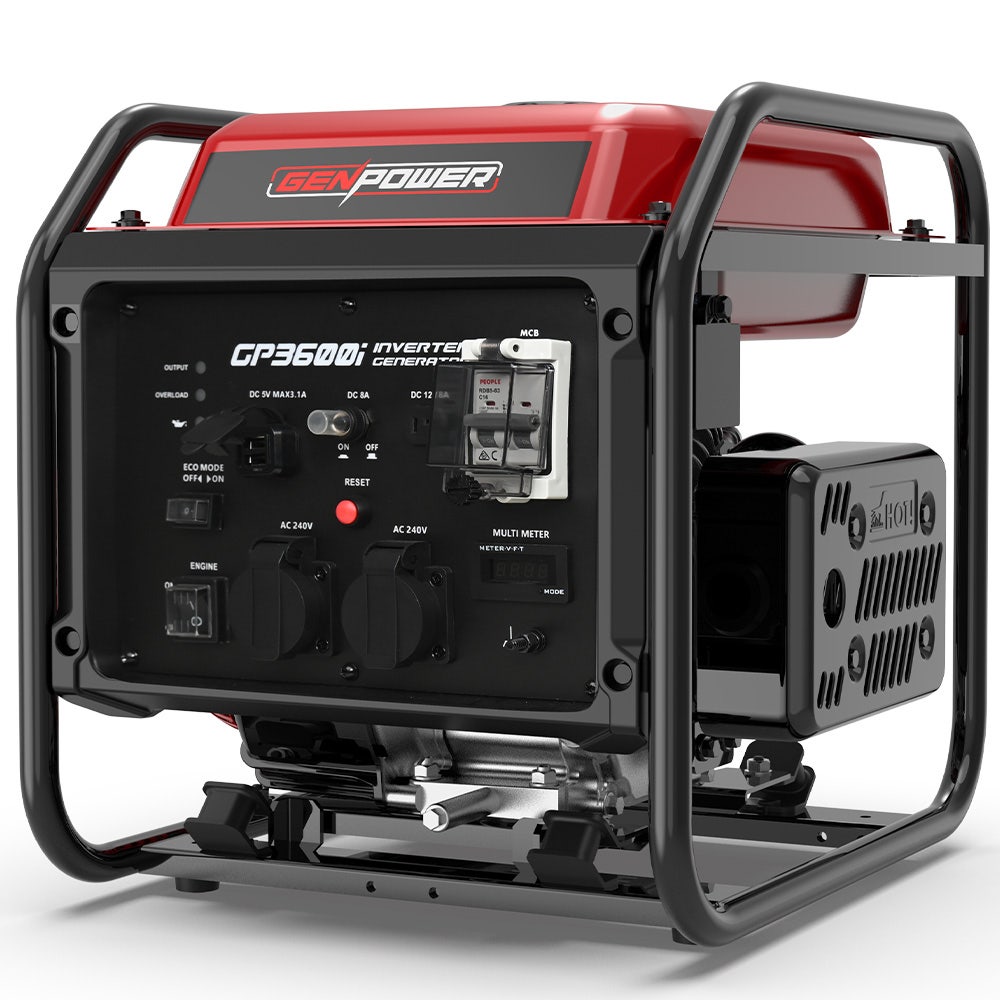 V219-GENINVGN36FA-202508111516-00 GENPOWER 3.6kW Peak 3.2kW Open Frame Inverter Generator, 2x15A, 11L Tank, Portable, Backup - Image 1