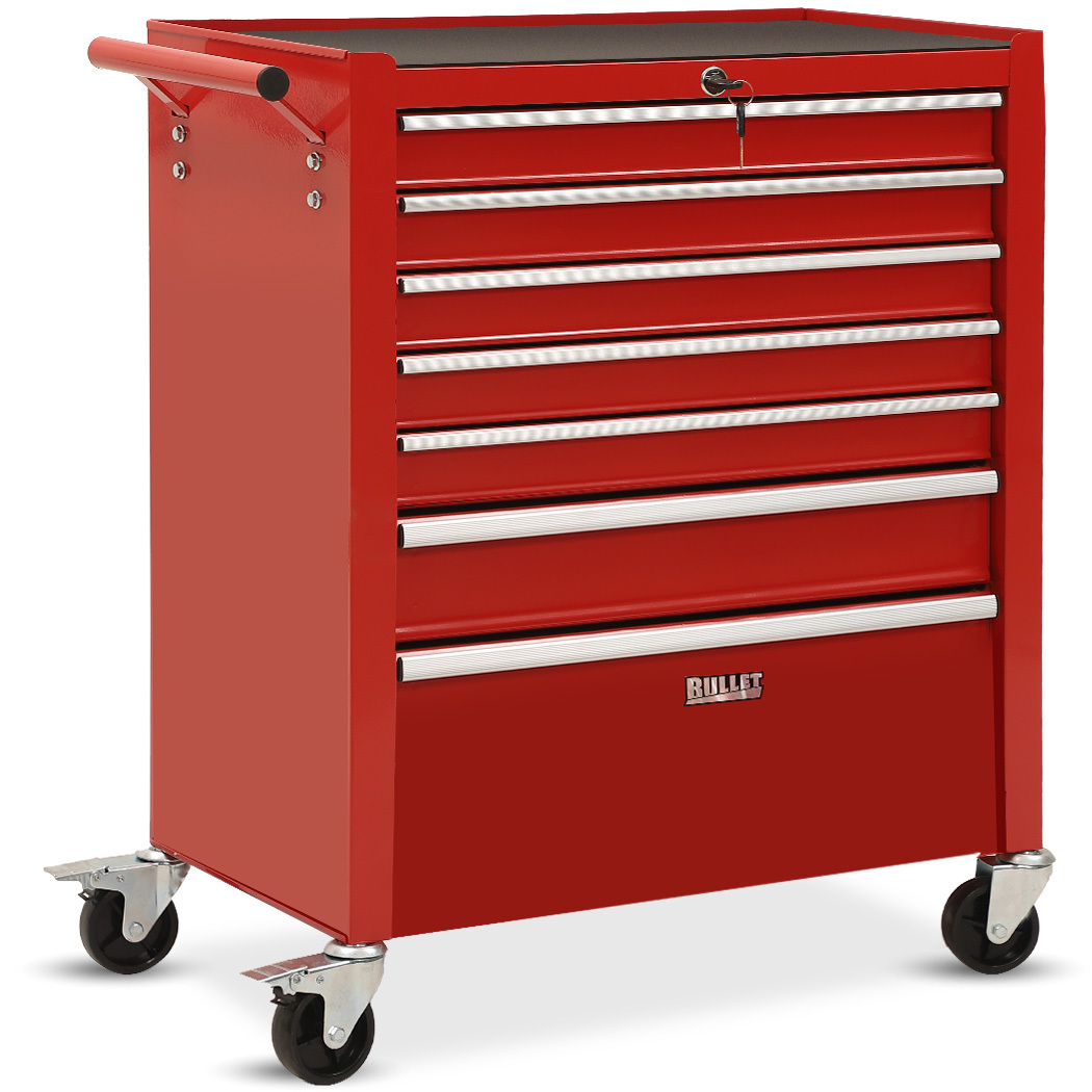 V219-TOLCABBU17RA-202507151046-00 BULLET Pro 7 Drawer Tool Box Cabinet Trolley Storage, Toolbox Garage Organiser Set, Red - Image 1
