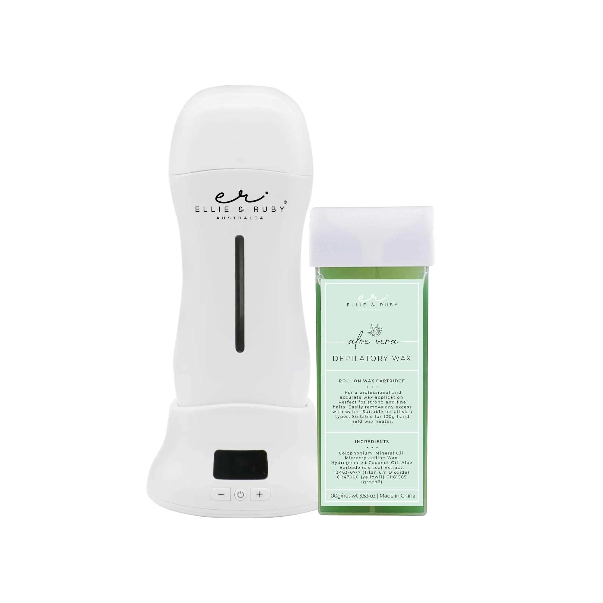 V238-SUPDZ-41080419680336-202507211010-00 Ellie & Ruby 100ml Digital Wax Warmer + 100ml Aloe Vera Cartridge Pack - Image 1