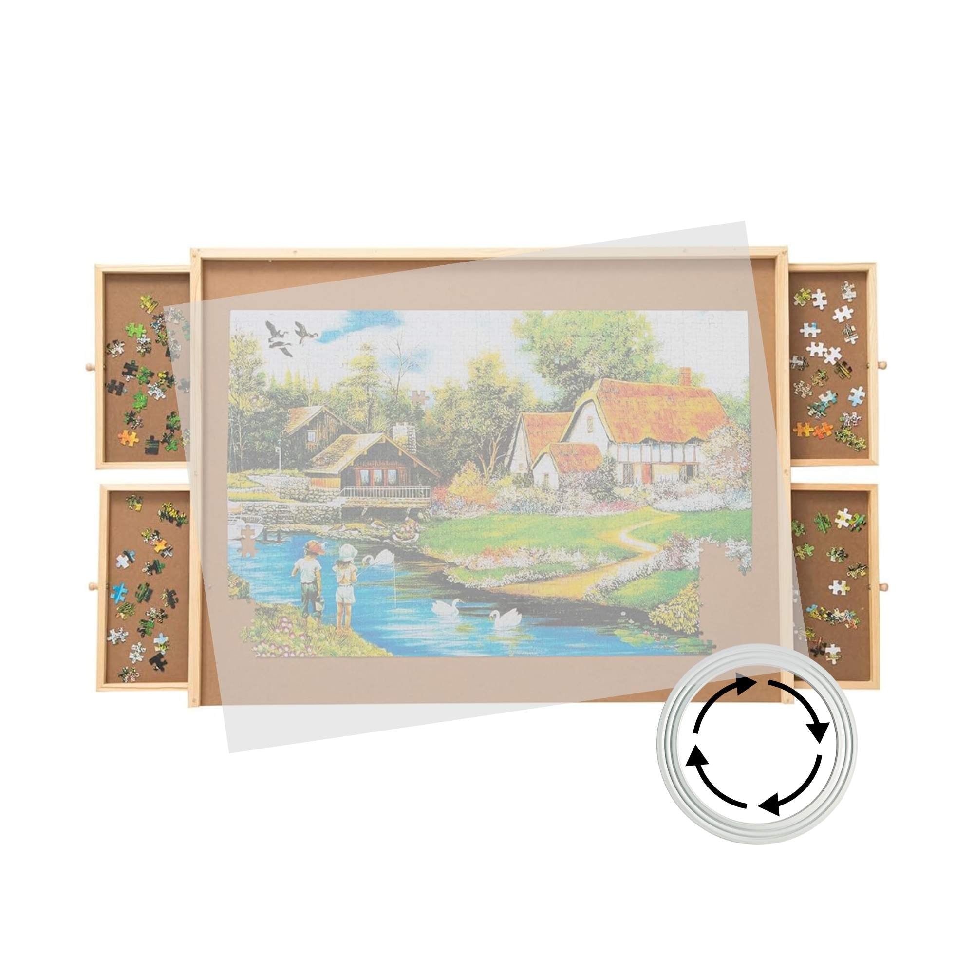 V238-SUPDZ-41228495224912-202508121155-00 Social Hike 1500pcs Puzzle Board 4 Drawer with Cover - Wooden Rotating Tabletop - Image 1