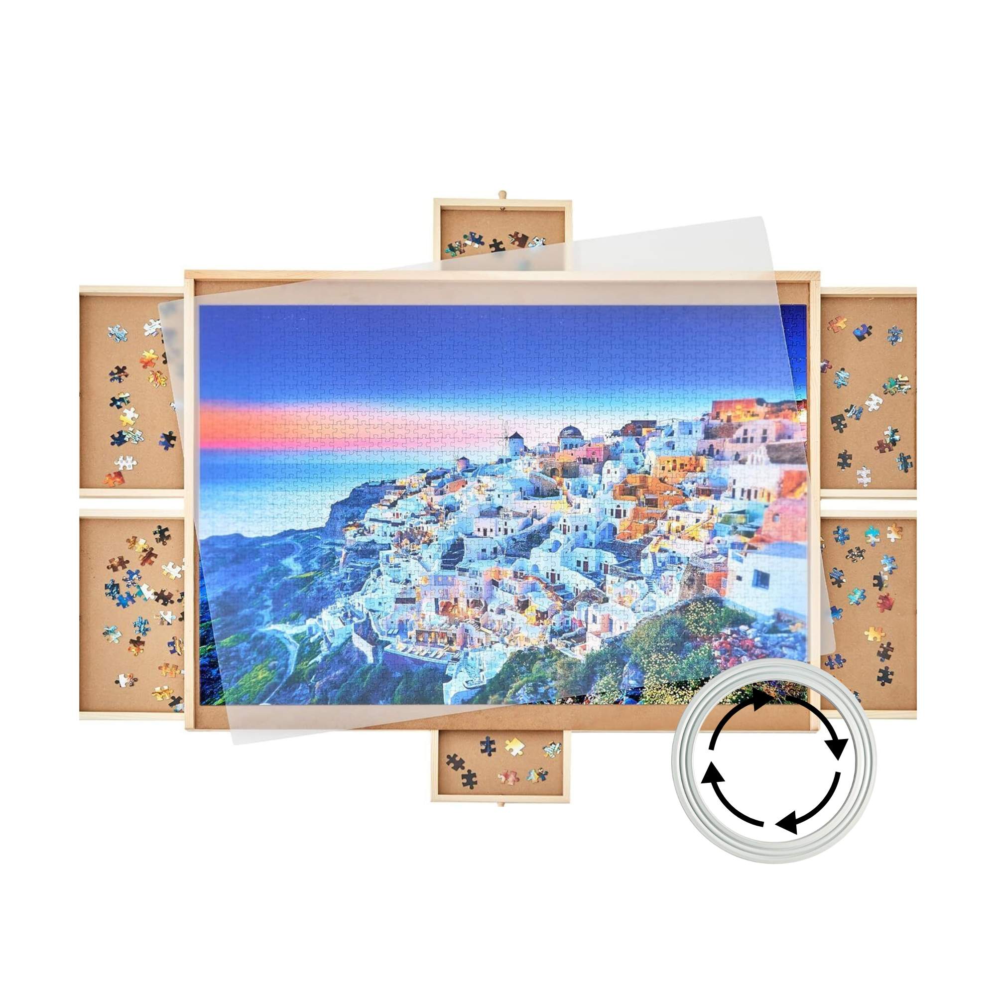 V238-SUPDZ-41228508430416-202508121155-00 Social Hike 1500pcs Puzzle Board 6 Drawer with Cover - Wooden Rotating Tabletop - Image 1