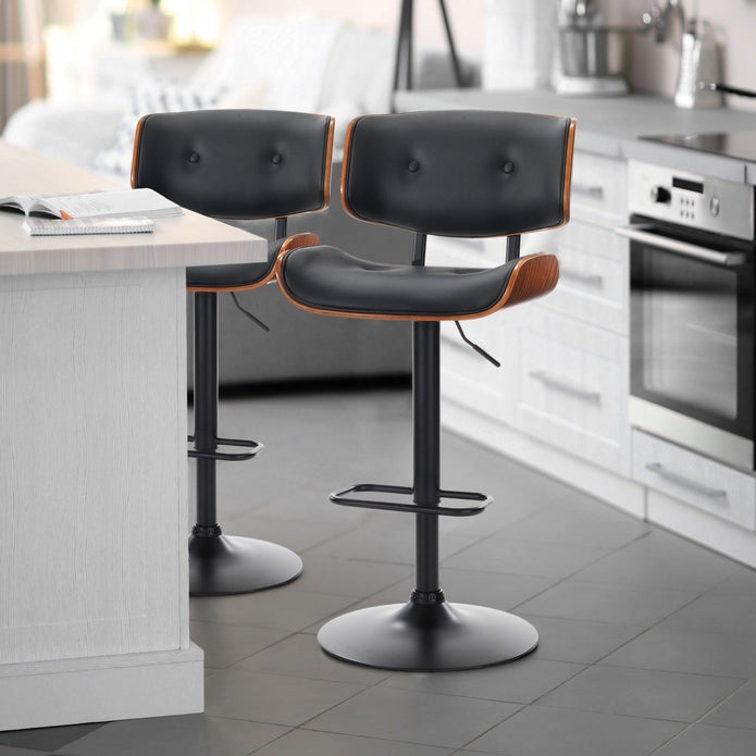 V255-SE-BS5517-BLACK-202509011330-00 SERENITà European Wooden Black Modern Bar Stools Swivel Bar Stool Chair Counter Height Bar(Black)stool with 360 Degree Swivel Seat - Image 1