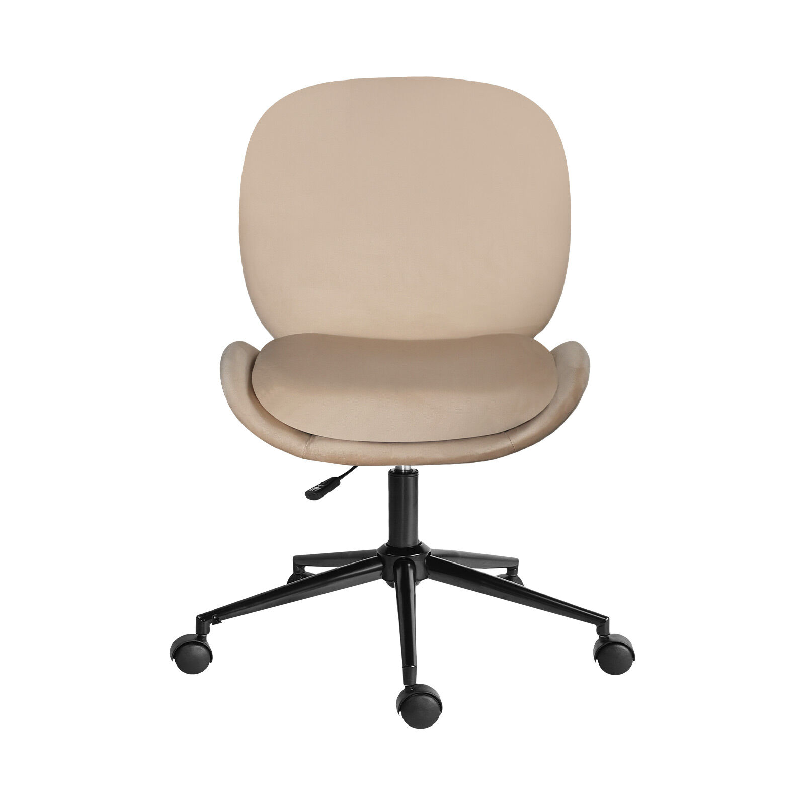 V274-FT-VOC-003BK-KH-202509231341-00 Office Desk Chair - Velvet Armless Swivel Study Seat OVOID PALE KHAKI - Image 1