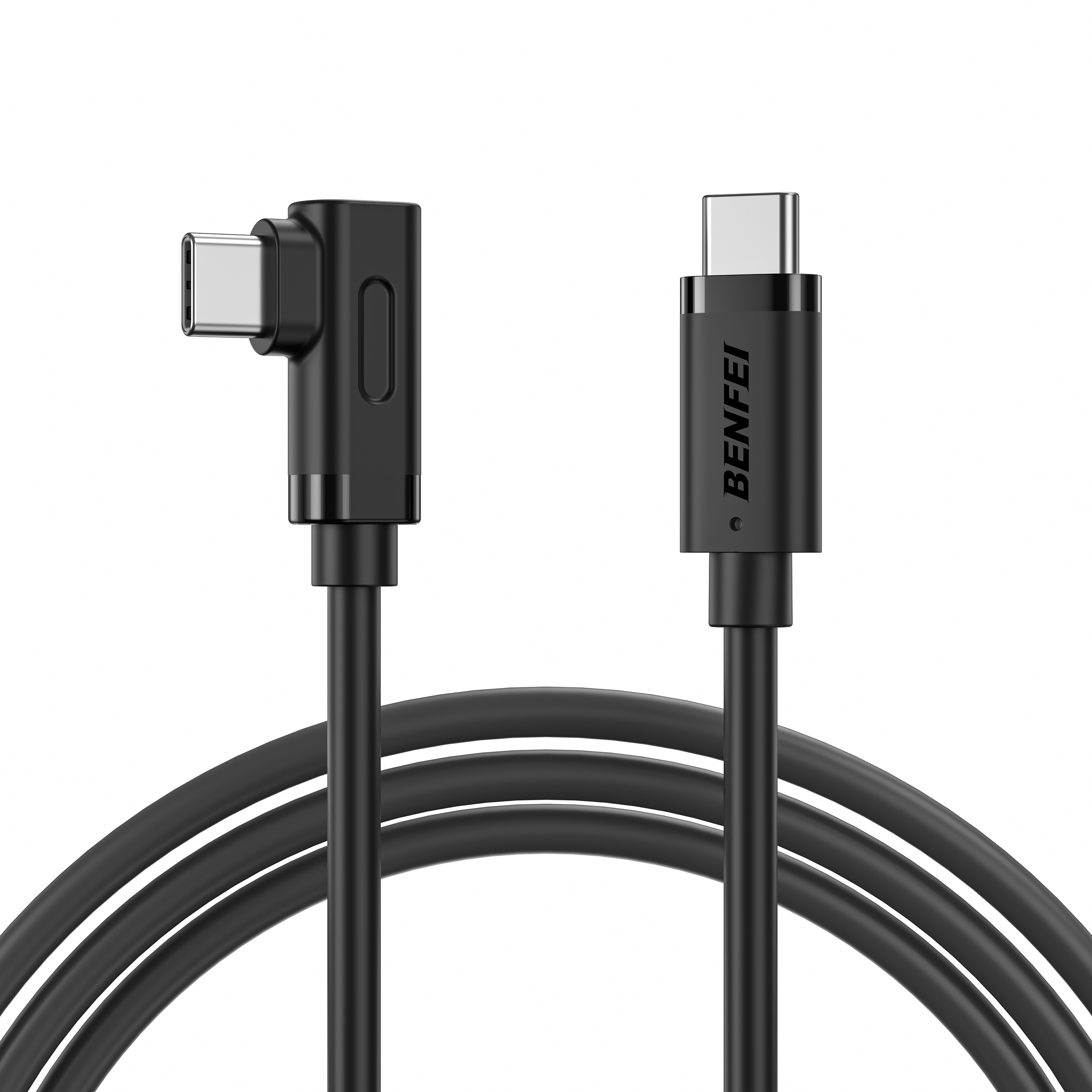 V28-ELEBEN428BK2M-202507301036-00 BENFEI 428BK-2M USB C to Right Angle USB C Cable , 90-dgree Angled USB 2.0 Type C Charger Cable, 3A Fast Charging & 480Mbps Data Sync, Durable PVC - Image 1