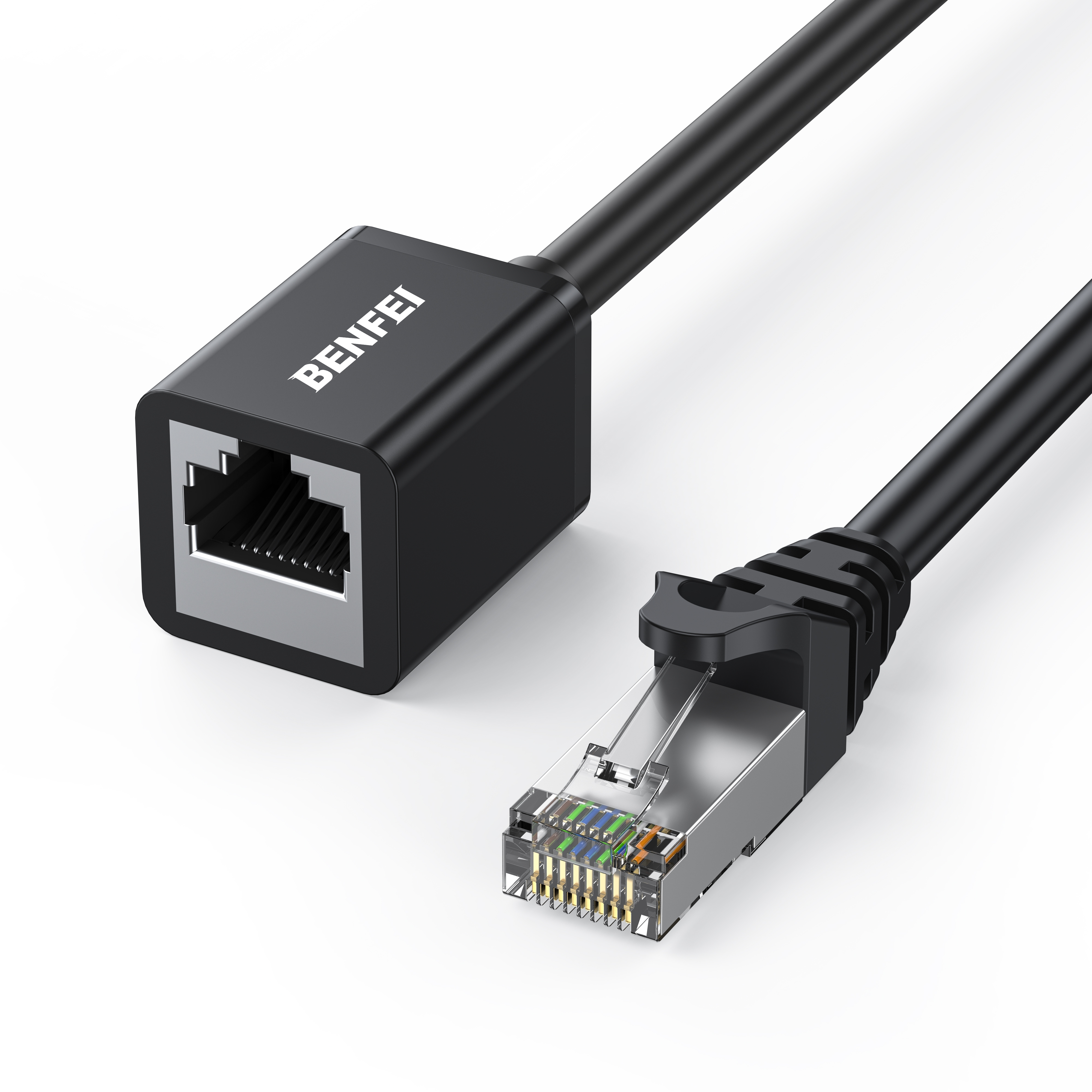 V28-ELEBEN435BK2M-202507301040-00 BENFEI 435BK-2M RJ45 Extension Male/Female Patch cords Cat6 1000Mbps 2M - Image 1