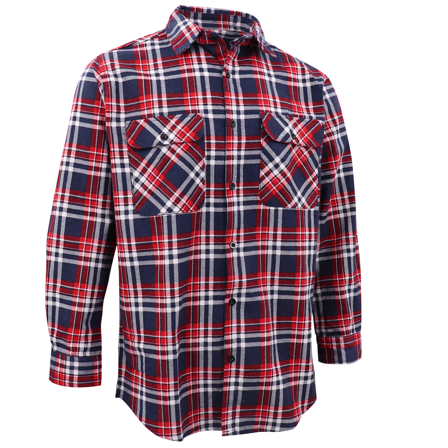 V474-666579-202507050120-00 Men's 100% Cotton Flannelette Shirt Long Sleeve Plaid Check Flannel w Pockets, Heritage Red Plaid, 2XL - Image 1