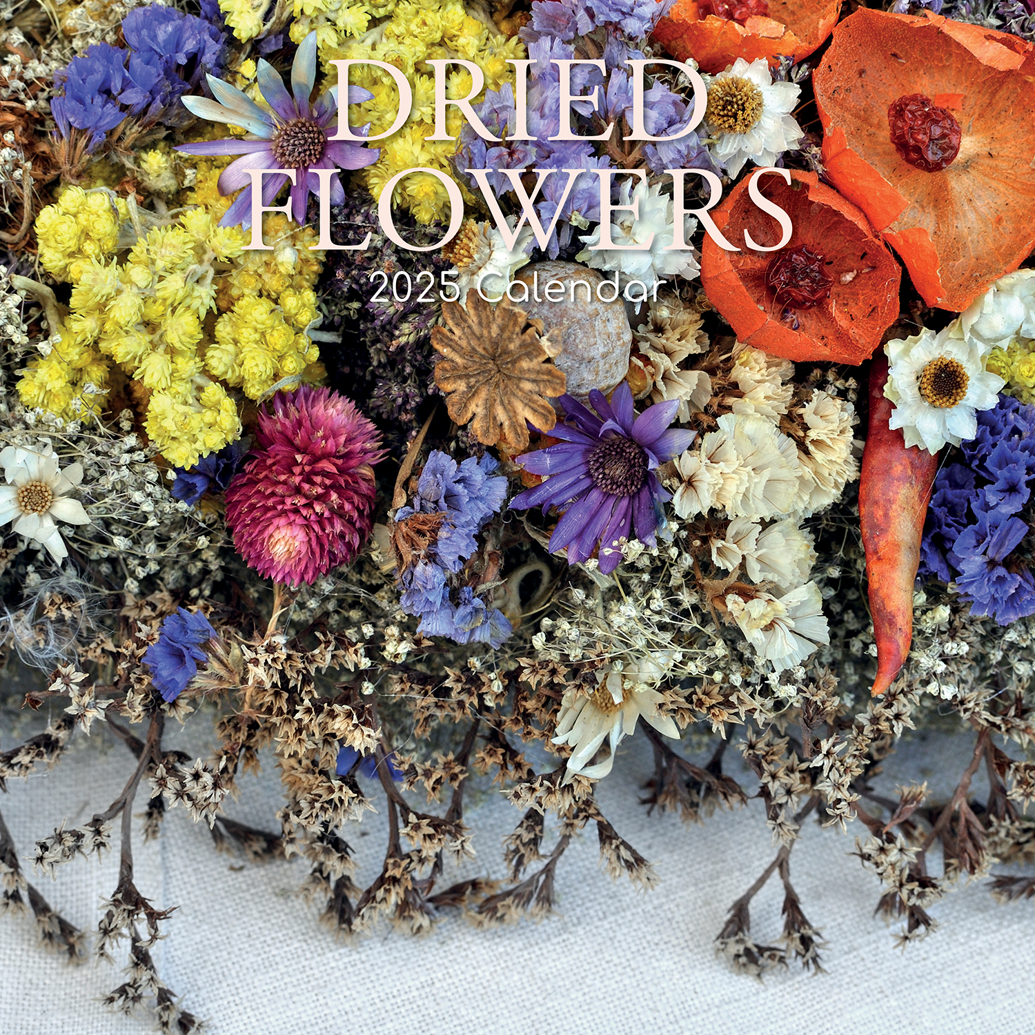 V474-690105-202507050140-00 Dried Flowers - 2025 Square Wall Calendar Floral 16 Months Premium Planner Gift - Image 1