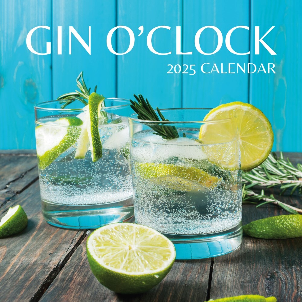 V474-695325-202507050115-00 Gin O'Clock - 2025 Square Wall Calendar Food & Drink 16 Months Premium Planner - Image 1