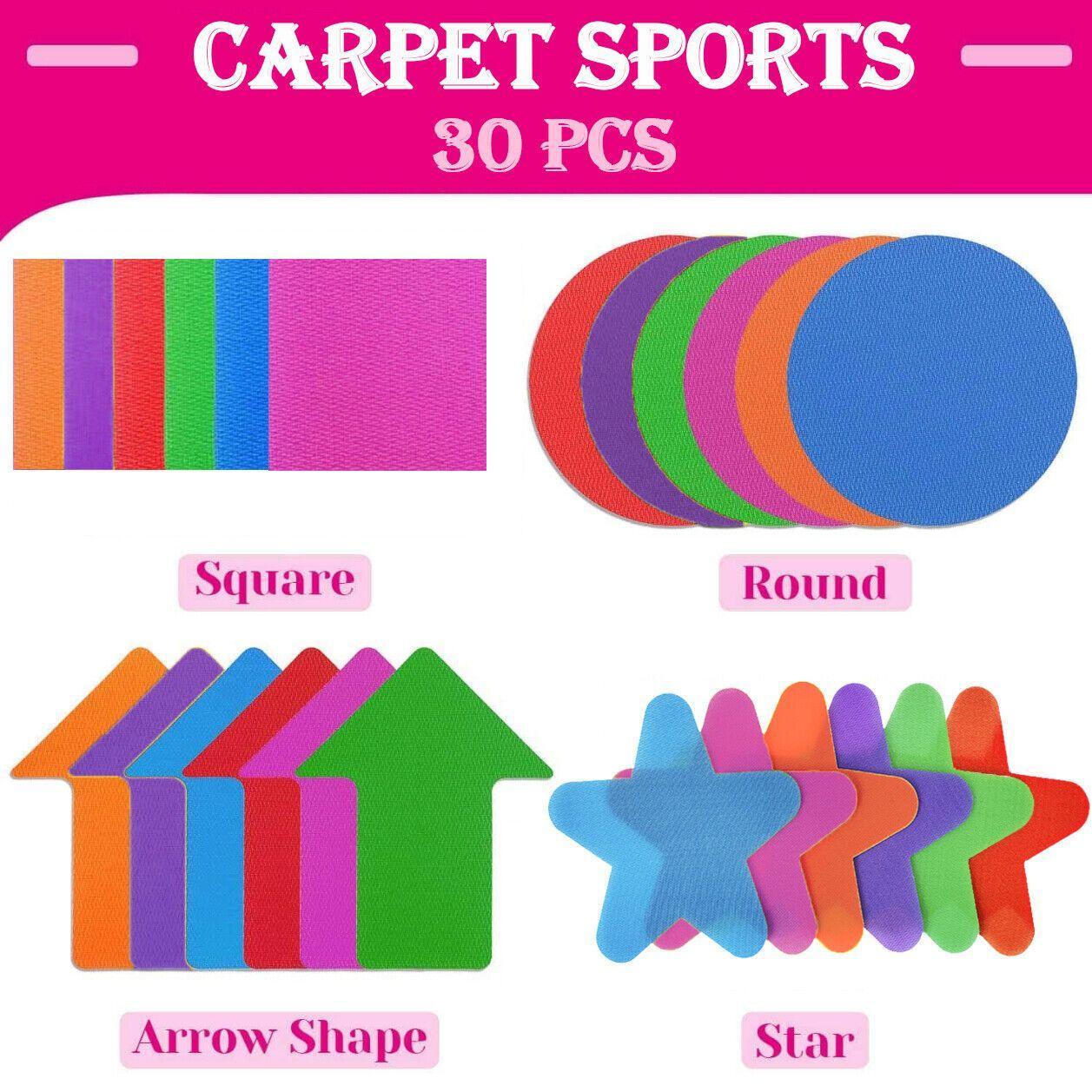 V528-14A1SQUARESHAPE-SQUARE37248-202510010000-00 Classroom Sit Dots Carpet Spot Markers 30pcs Circles Stars Arrows Teaching Tool - Square - Image 1