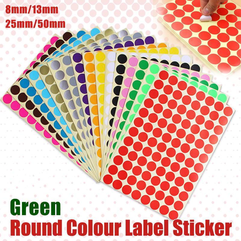 V528-1PC-GREEN-25MM55DOTS-525964-202509301709-00 8/13/25/50mm Colour Sticker Dots Adhesive Round Labels Circular Scrapbooking Green - 25mm 40 Dots - 1 Sheet - Image 1