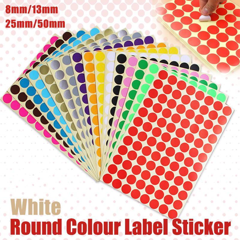 V528-1PCS-WHITE-50MMX8DOTS69389-202510011000-00 8/13/25/50mm Colour Sticker Dots Adhesive Round Labels Circular Scrapbooking White - 50mm 8 Dots - 1 Sheet - Image 1
