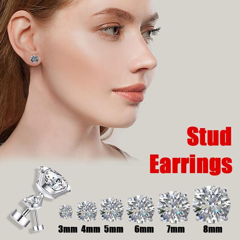 V528-2UNIT1PAIR6MSIZE-6MM83781-202509302200-00 1 Pair Zirconia Surgical Steel Stud Earrings Crystal Piercing Jewellery - 6mm - Image 1