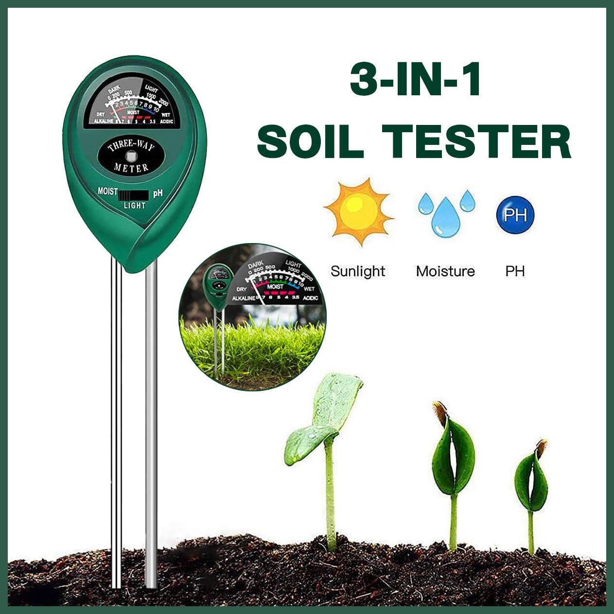 V528-3IN1SOIL-P62891-202509251210-00 3 In 1 Soil Ph Tester Water Moisture Test Meter Kit For Garden Plant Testing Au - Image 1
