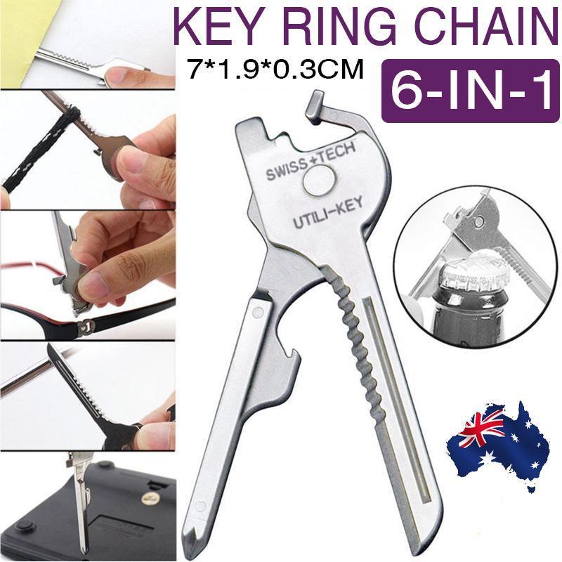 V528-6IN1KEYRING-850390-202509291500-00 Utili-Key 6 in 1 Key Ring Chain Multi-tool Pocket Knife Screwdriver Swiss Tech - Image 1