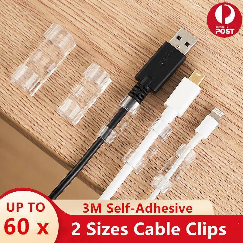 V528-9360101034856-202509302236-00 20PCS Cable Clips Management Holder Cord Wire Line Organizer Self-Adhesive M - M Size - White x 20 PCS - Image 1