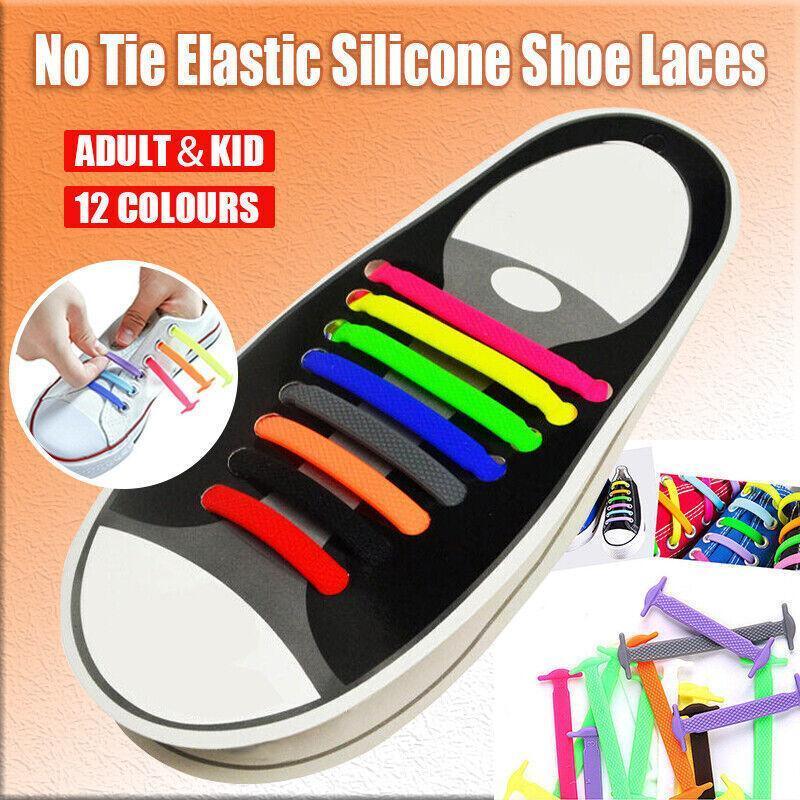 V528-9360101063993-202509301500-00 No Tie Elastic Silicone Shoe Laces 16PCS Shoelaces for Sneakers and Runners - Orange 16PCS - Image 1