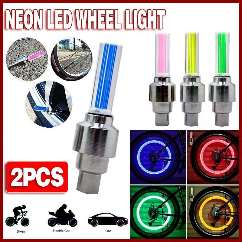 V528-9360101069216-202509301627-00 2PCS Flashing Neon Led Light Wheel Valve Cap Tyre - Blue - Image 1
