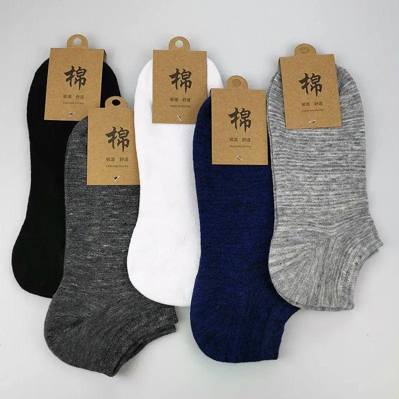 V528-9360312002576-202510010601-00 5X Pairs Low Cut Socks Cotton Soft Breathable Non-Slip Casual Ankle - Black (5 Pairs) - Image 1