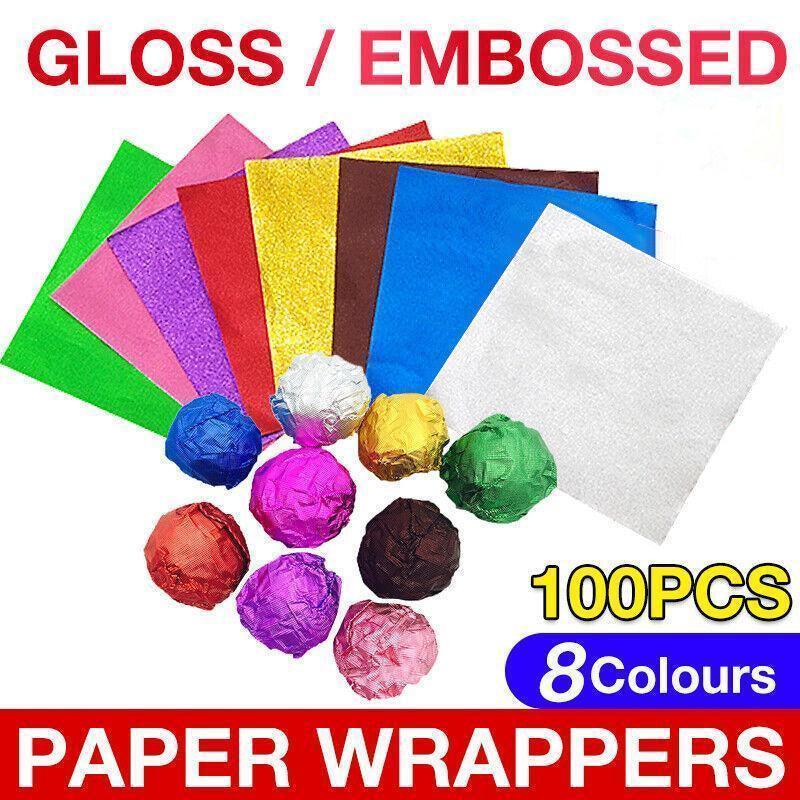 V528-9360312015019-202510010500-00 100PCS Tin Foil Aluminium Wrapping Square Chocolate Wrappers 10CM - Red/Embossed - Image 1