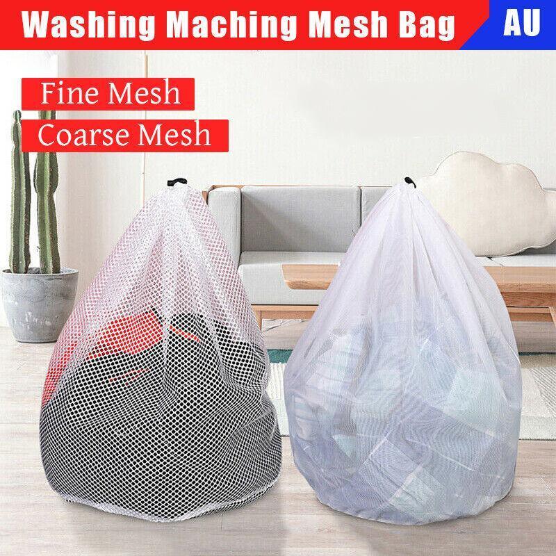 V528-9360312057033-202510010945-00 Drawstring Laundry Wash Bag Fine or Coarse Mesh Lingerie Delicate Clothes L - Coarse Mesh L - Image 1