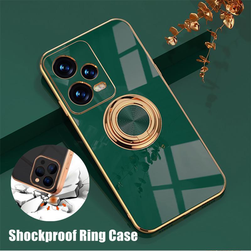 V528-9360312109992-202510010336-00 Dark Green Luxury Shockproof Silicone Ring Case Stand Cover for iPhone 14 13 12 Pro Max - iPhone X/XS - Image 1