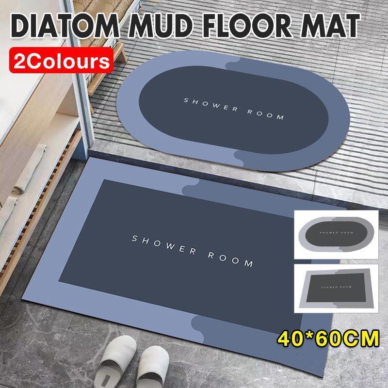 V528-9360312169330-202510011009-00 40*60CM Super Absorbent Floor Mat Soft Quick-Drying Non-Slip Diatom Mud Bath - Blue-Oval - Image 1