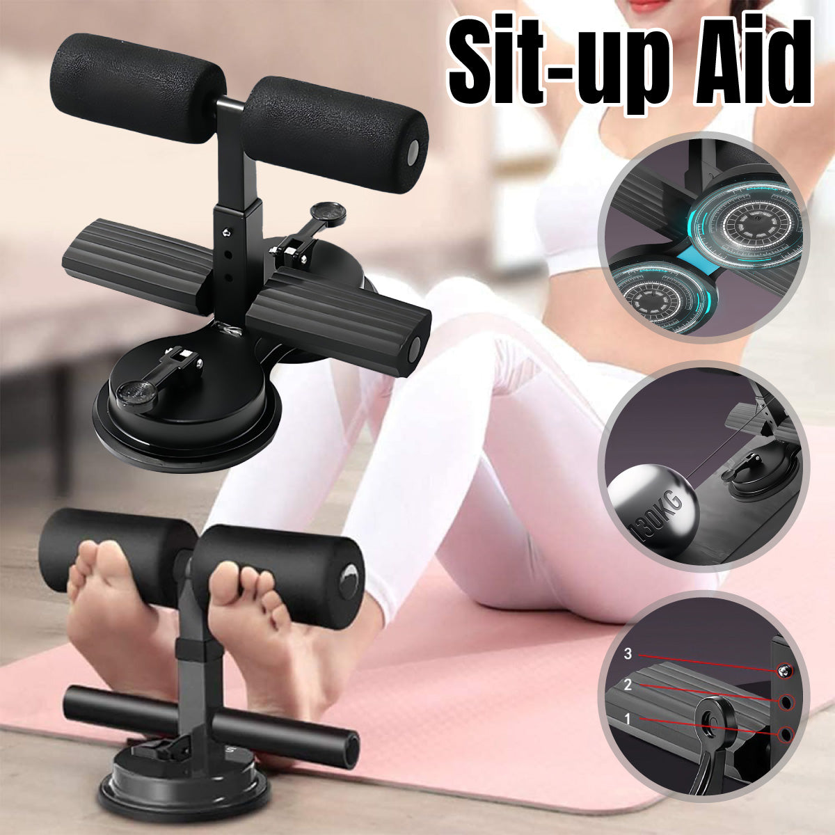 V528-AUXILIARY-BLACK-583553-202509251530-00 Sit Up Assistant Device Home Gym Equipment Foot Support Abdominal Exercise Tool - Image 1