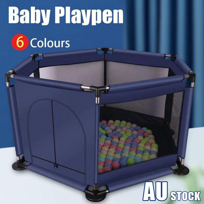 V528-BABYPLAYPEN-GREEN-785395-202509301610-00 130cm Foldable Indoor Playpen Fence with Gate for Play Area or Rest Zone Setup - Green - Image 1