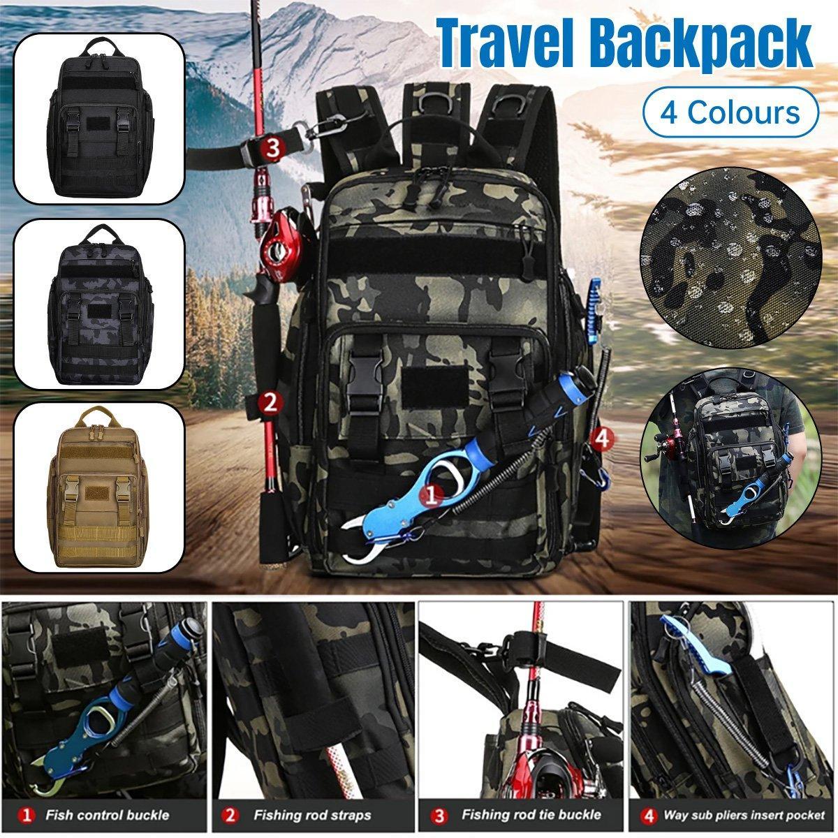 V528-BACKPACK-BLACK-780122-202509301727-00 Fishing Tackle Backpack Storage Bag Shoulder Fishing Gear Bags Outdoor Backpack - Black - Image 1