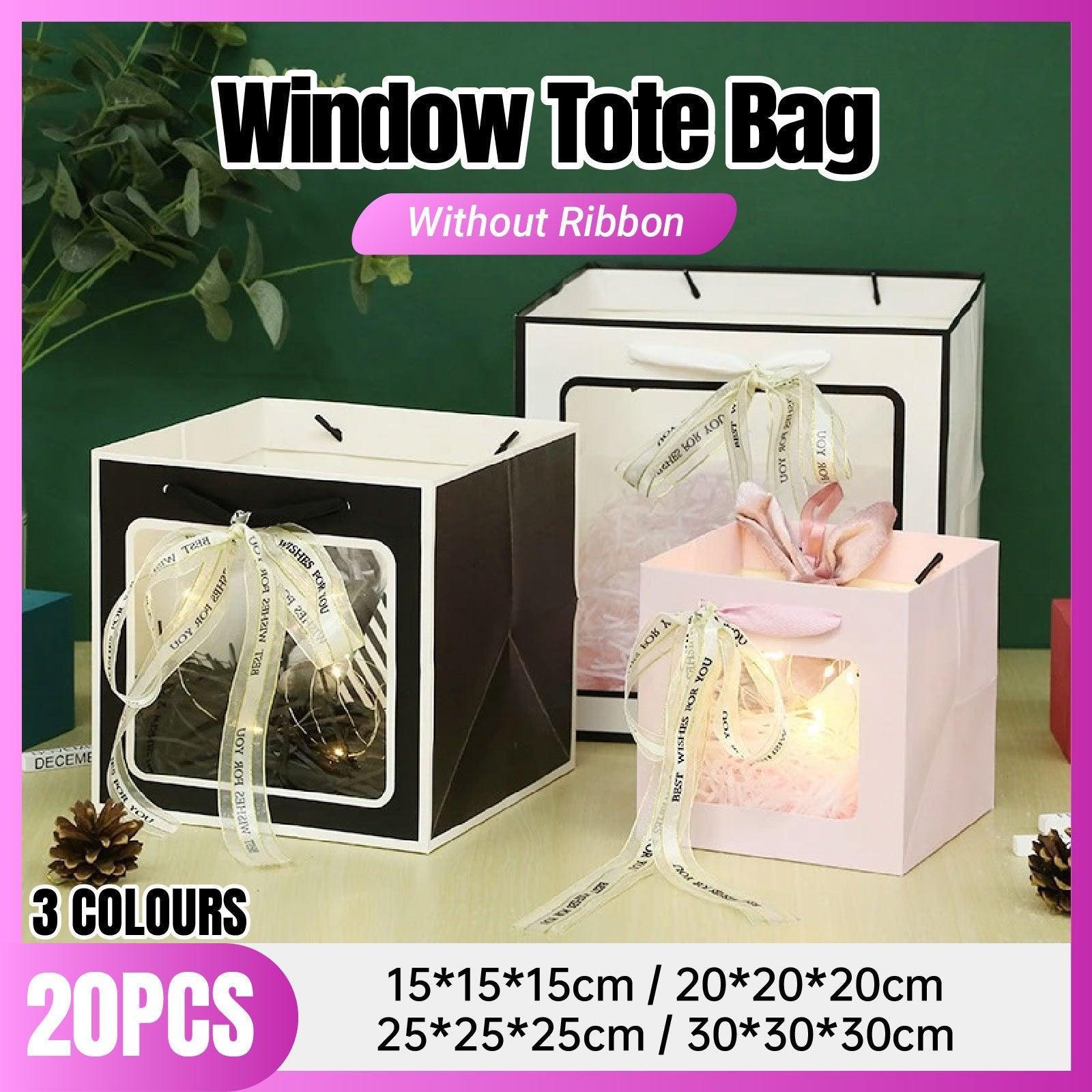V528-BAG-20PCS-WHITE-15-15-15-647852-202509302054-00 20PCS Open Window for Flower Doll Wedding Gift Transparent Square Packaging Bag - White 15-15-15cm - Image 1