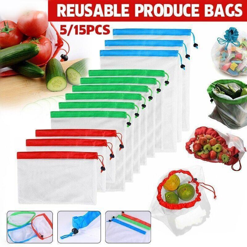 V528-BAG-LARGEBLUE-5PCS-46420-202509302000-00 Up 15X Eco Friendly Reusable Mesh Produce Bags Superior Double Stitched Strength - 5PCS Large Blue - Image 1