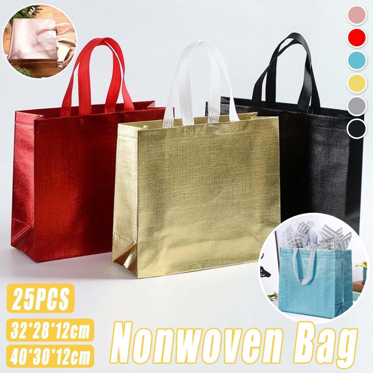 V528-BAG-RED-40-30-12-504263-202510010445-00 25PCS Embossed Non-Woven Tote Bag Fashion Shopping Gift Packaging Bag - Red-40*30*12cm - Image 1