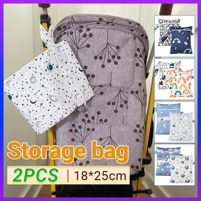 V528-BAGS-ES075-013-2PCS-777645-202509291818-00 2Pcs/Set 18 X 25Cm Small Waterproof Wet Bag Stroller Hanging Organizer Bag - ES075-013 - Image 1