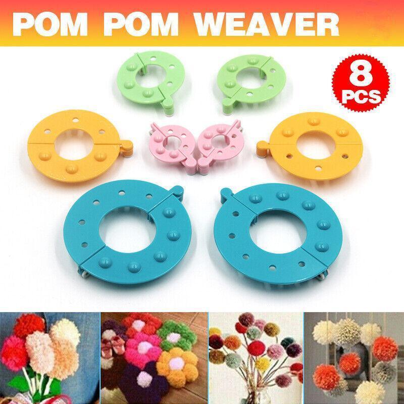 V528-BALLMAKER-8PCS-37757-202509291918-00 8Pcs Pompom Maker Kit 3.5/5.5/7/9Cm 4 Sizes Knitting L-Oom Diy Pom Pom Maker - Image 1