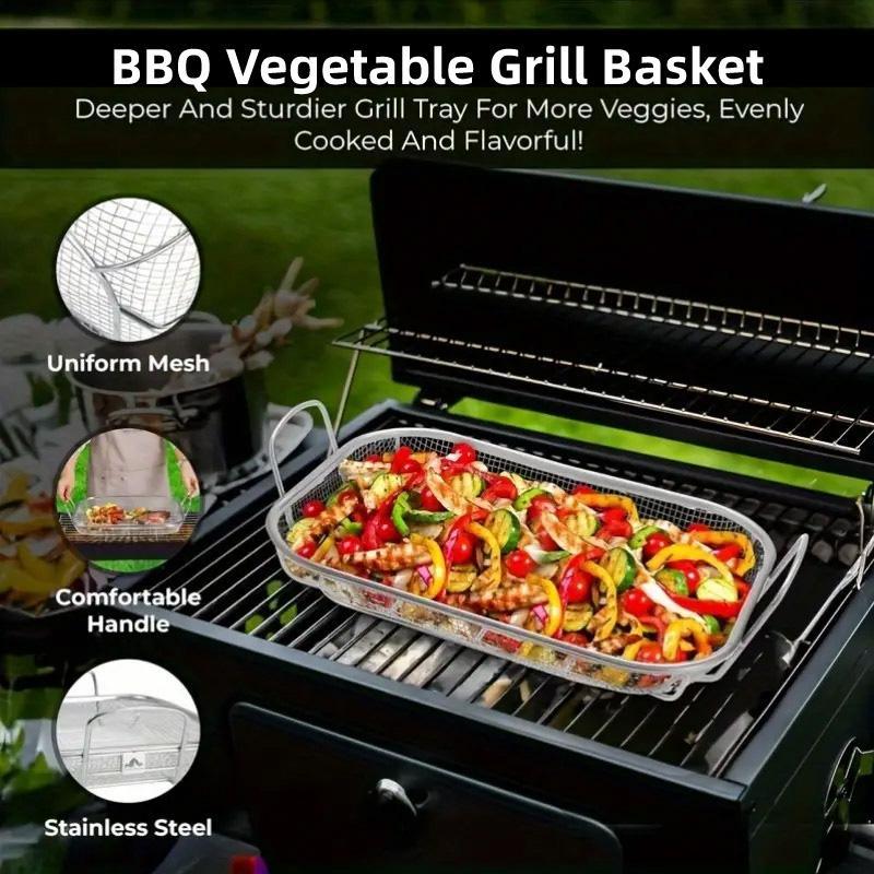 V528-BBQ-BASKET-354723-202509291909-00 Stainless Steel Square Barbecue Basket Multifunctional Tray Grilling Vegetables - Image 1