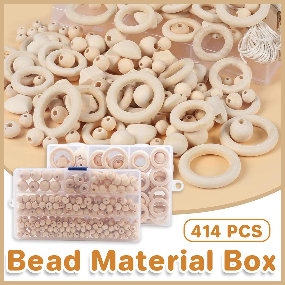 V528-BEADS-414PCS-196373-202509291436-00 414pcs DIY Beading Kit Round Wooden Beads Set Craft Jewelry Supplies Home Decor - Image 1