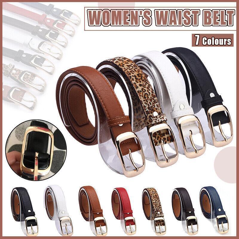 V528-BELT-RED-154896-202509250916-00 Ladies Leather Belt Classic Buckle Fashion Waist Strap for Jeans Dresses Casual - Red - Image 1