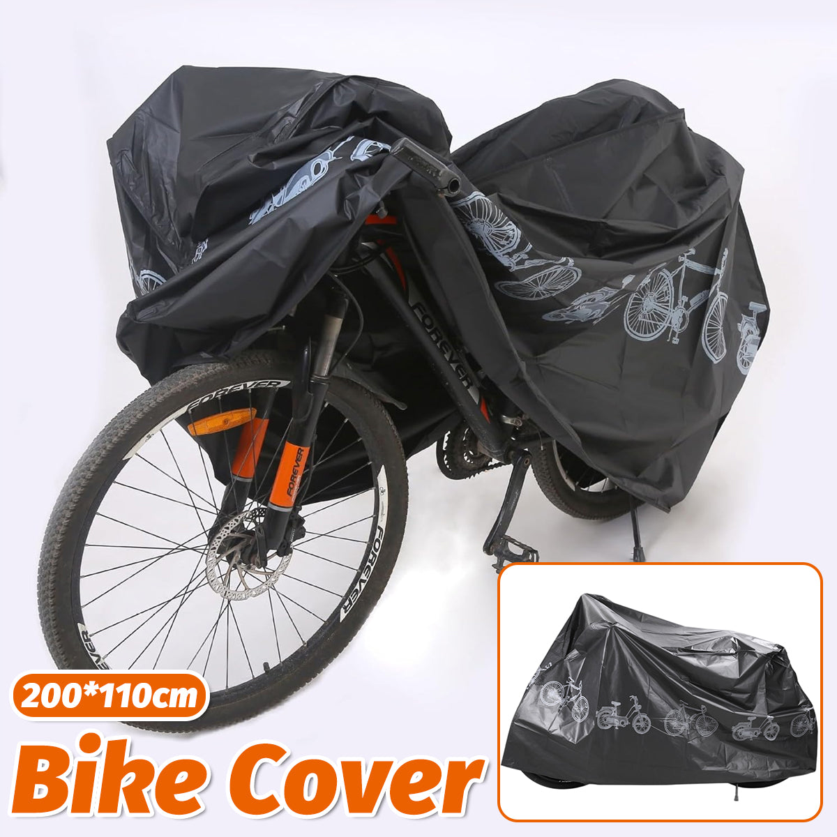 V528-BICYCLE-COVER-BLACK-786594-202509251654-00 Waterproof Rain Dust Bike Bicycle Cycling Outdoor Cover Protector UV Resistant - Image 1