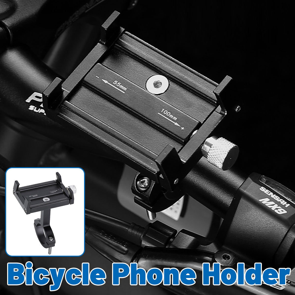 V528-BICYCLE-STAND-BLACK-902847-202509251703-00 Aluminum Alloy Bicycle Mobile Phone Stand Phone Rack Cycling Accessories Mount - Image 1
