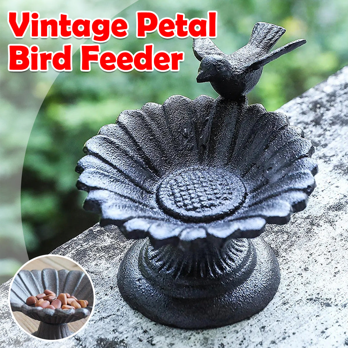 V528-BIRD-FEEDER-653576-202509291654-00 Retro Petal Shaped Bird Feeder Hanging Decorative Outdoor Garden Bird Feeding - Image 1