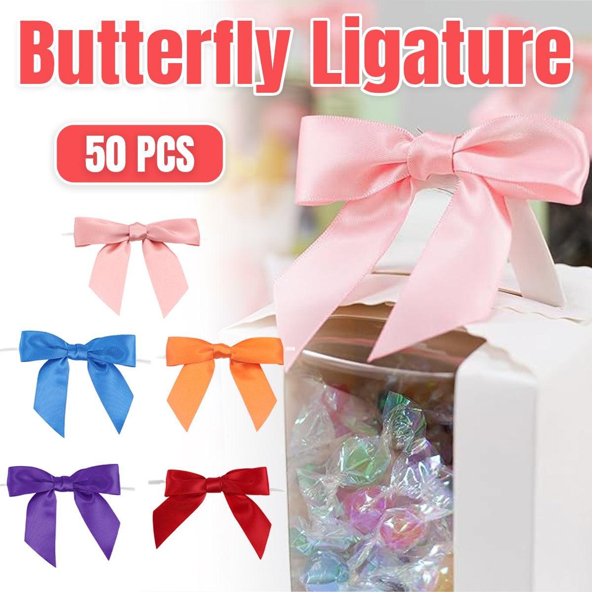 V528-BOWKNOT-BLUE-50PCS-25-917047-202510011027-00 50pcs Bow Gift Packaging Sealing Tie Drawstring Baking Wrap Bag Decorative Ties - Blue - Image 1