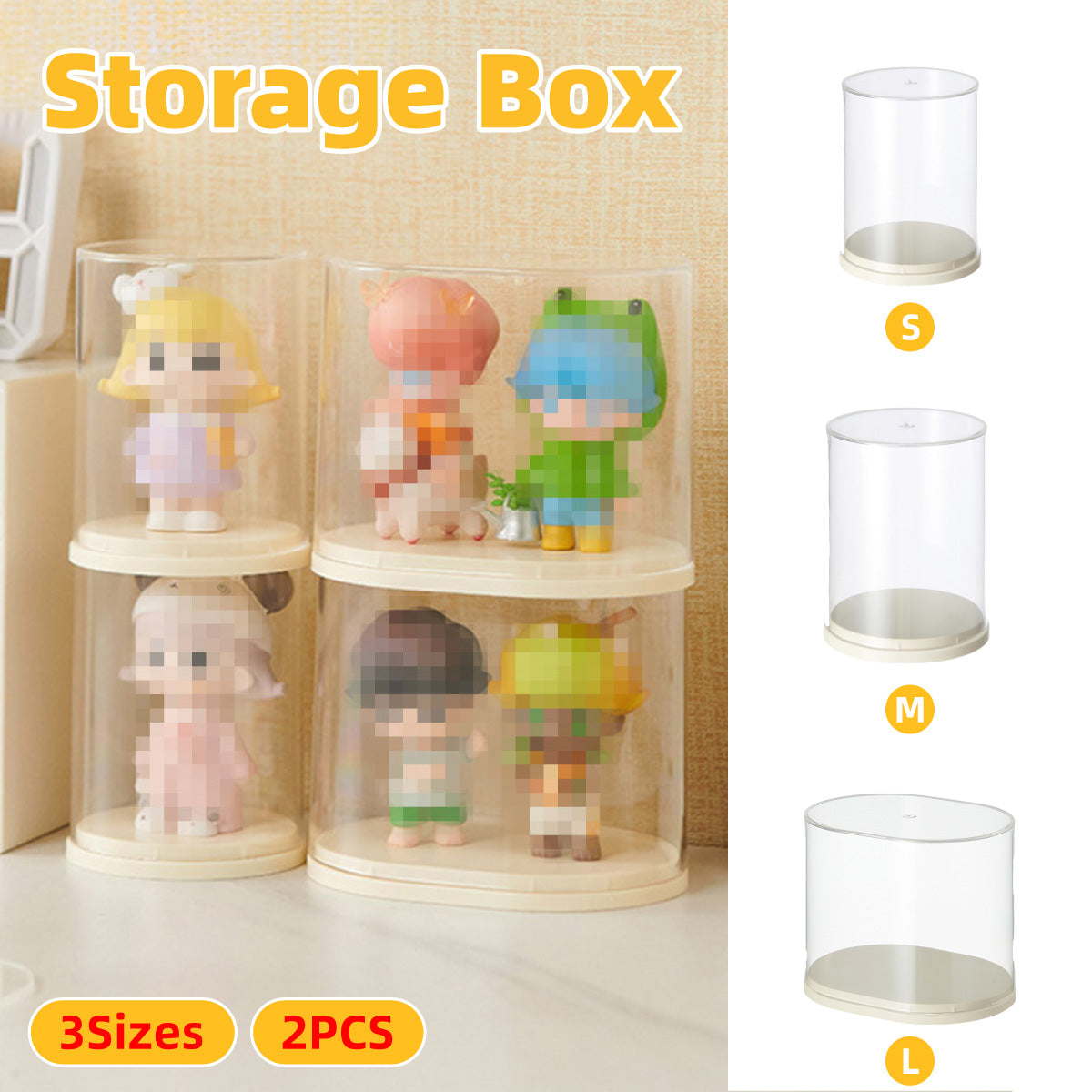 V528-BOX-2PCS-BIG-716364-202509301227-00 2pcs Clear Acrylic Display Case Transparent Box for Collectibles Dolls Figures - L - Image 1