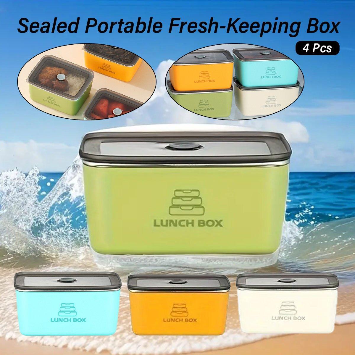 V528-BOX-4PCS-577504-202509291728-00 4pcs Sealed Crisper Food Storage Container Set Bento Box Refrigerator Organizer - Image 1