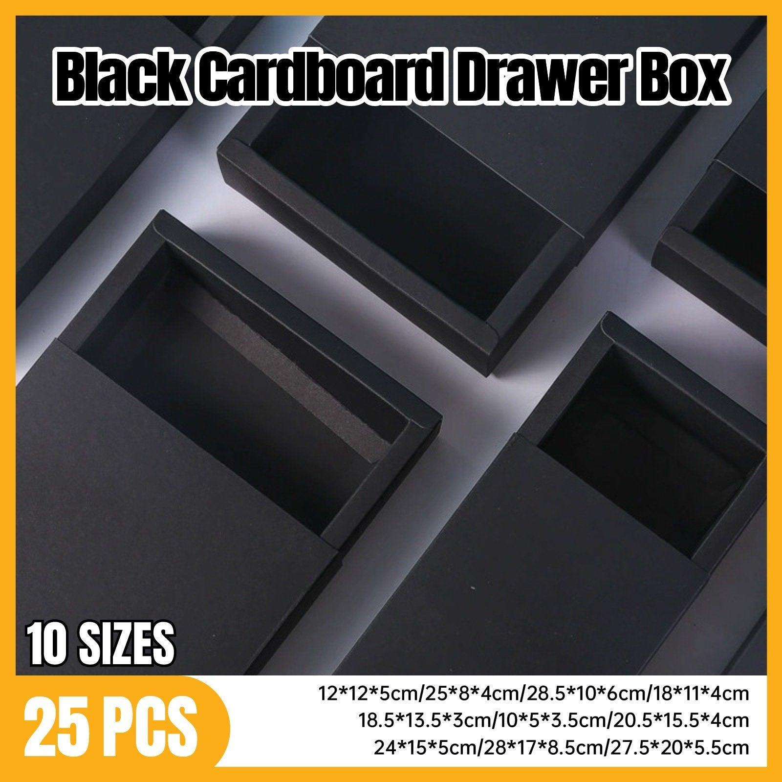 V528-BOX-BLACK-12-12-5-25PCS-931854-202509301618-00 25X Black Kraft Paper Drawer Jewelry Package Necklace Bracelet Gift Package box - 12*12*5-25pcs - Image 1