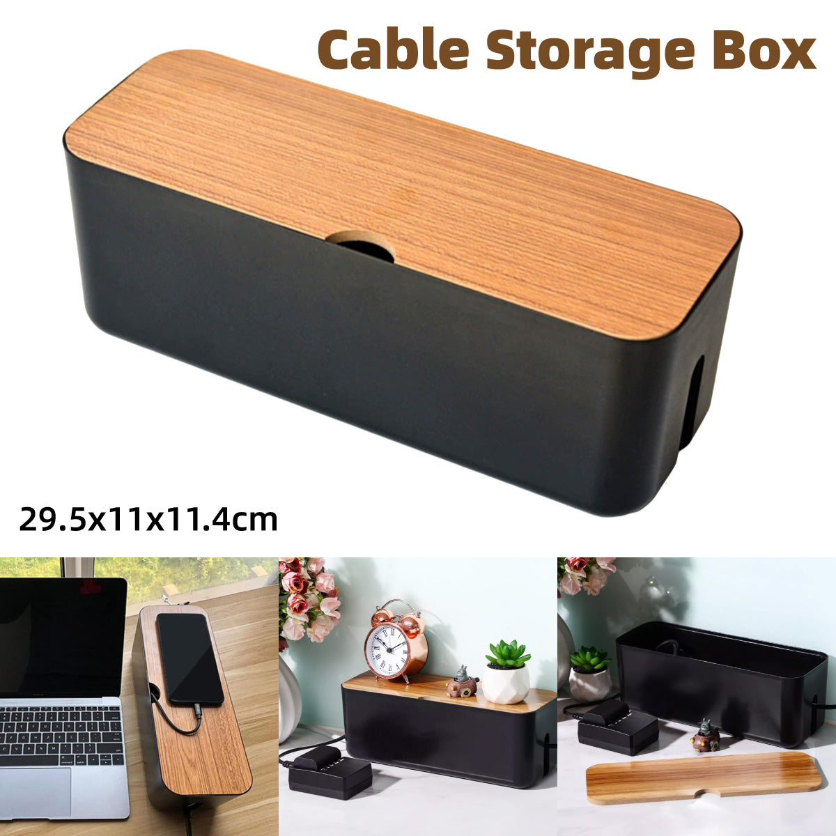 V528-BOX-BLACK-396241-202509291919-00 Large Cable Wire Storage Box Case Cord Management Socket Tidy Organizer - Image 1