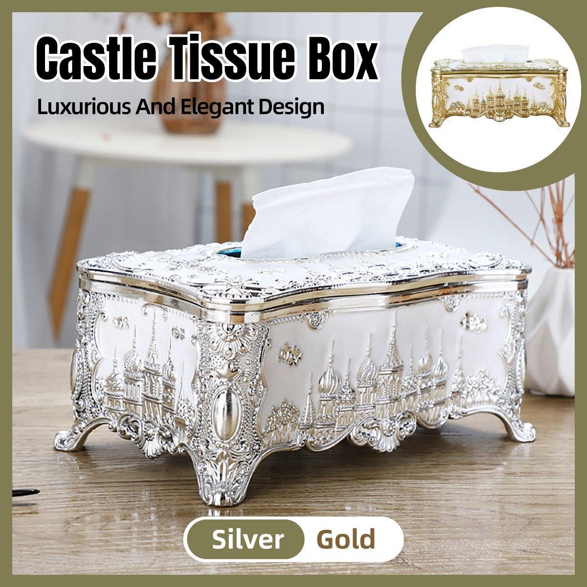 V528-BOX-SILVER-600973-202509302009-00 Small Napkin Tissue Box Creative Plastic Desktop Paper Holder Compact Design - Silver - Image 1