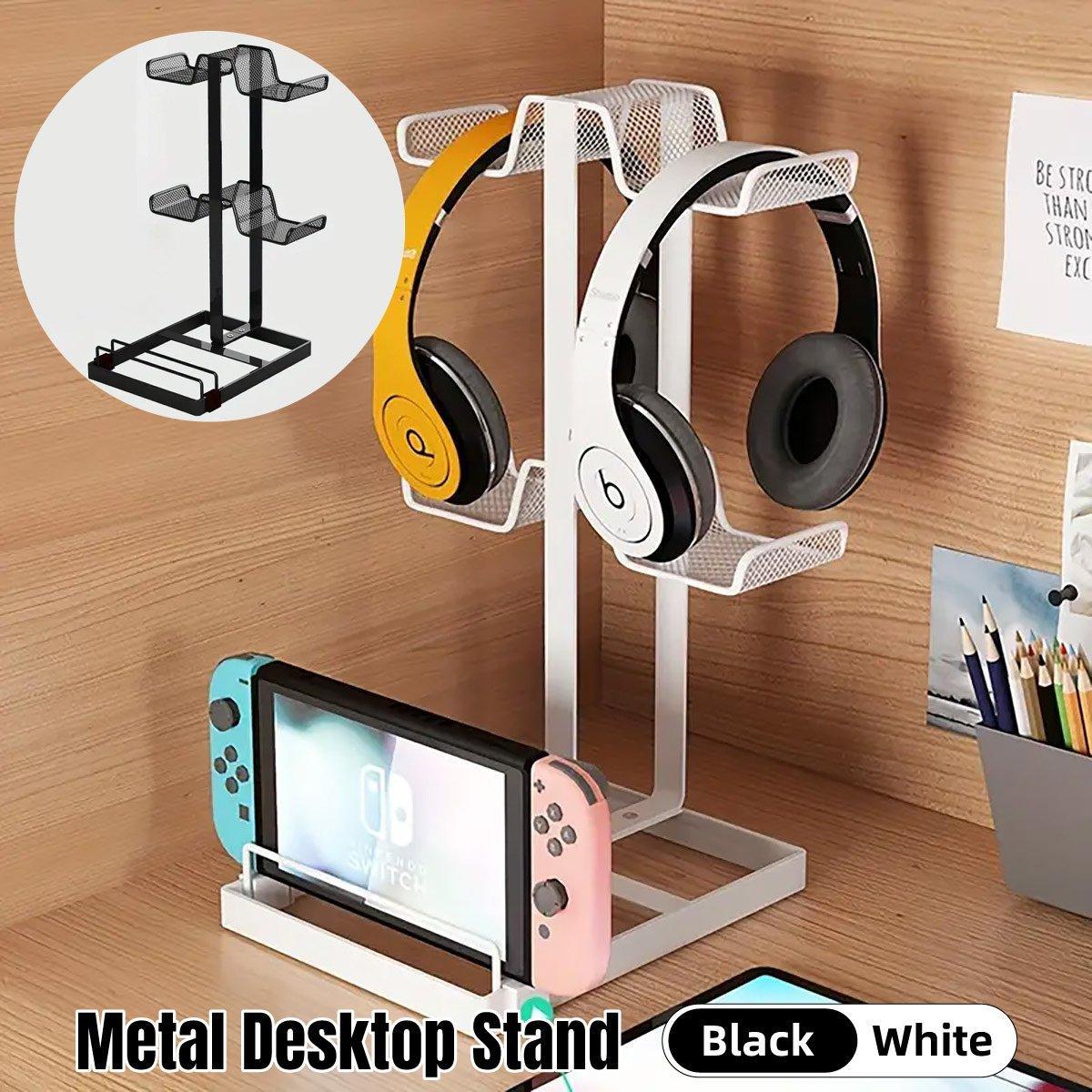 V528-BRACKET-T-WHITE-474338-202510010636-00 Headphones and Game Controller Holder Stand Desk Bracket for Accessories Display - White - Image 1