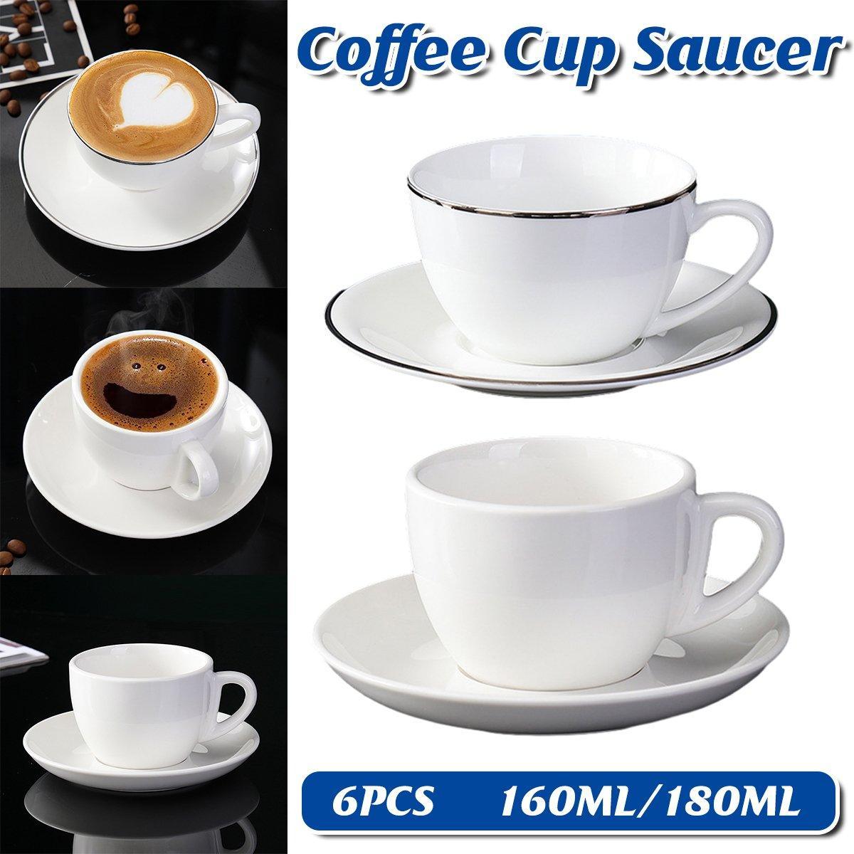 V528-C-GOLD-TRIM-160ML-6PCS-725838-202509301545-00 6PCS Ceramic Coffee Cup and Saucer Set Apricot Tea Cup with Ear Hotel Coffee Cup - 160ml - Image 1