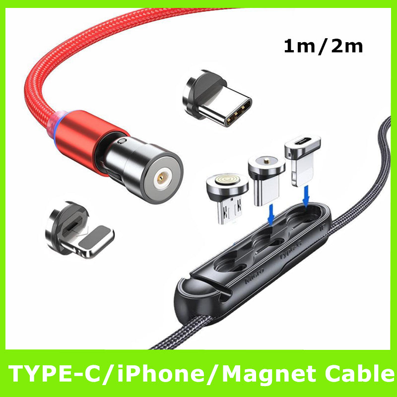 V528-CABLE-RED-TYPEC-1M-729529-202509301427-00 1m 2m Braided Charging Cable with Detachable Connectors for Type C Micro Lightning - Magnet Cable-Red-Type C-1M - Image 1