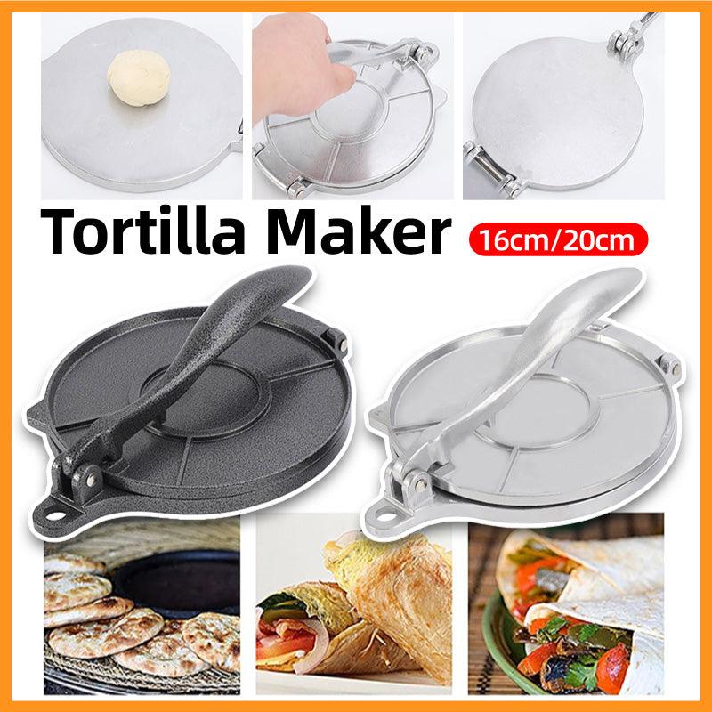 V528-CAKE-PRESS-BLACK-16CM-361083-202510010237-00 16/20cm Premium Tortilla Press Flat Bread Maker Taco Roti Chapati Health Food - Black-16cm - Image 1